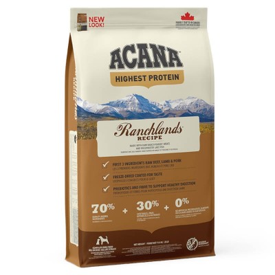 ACANA Ranchlands Dog sausas šunų maistas su raudona mėsa be grūdų