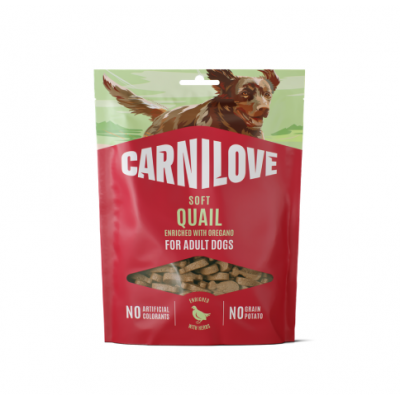 Carnilove soft snack minksti skanestai sunims su putpeliena ir raudoneliu