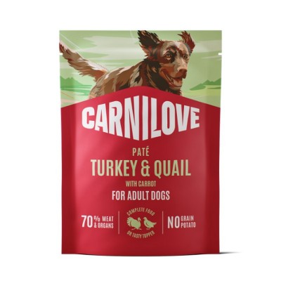 Carnilove pate pastetas sunims maiselyje su kalakutiena putpeliena ir geltonosiomis morkomis