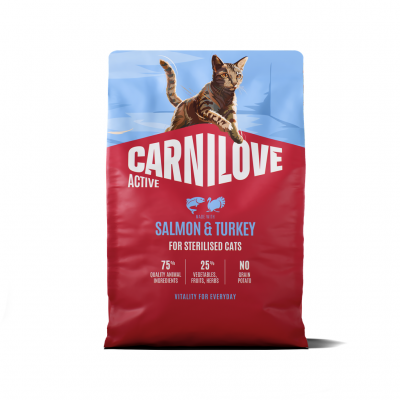 Carnilove Cat Active Salmon & Turkey Adult sausas maistas aktyvioms katėms su lašiša ir kalakutiena